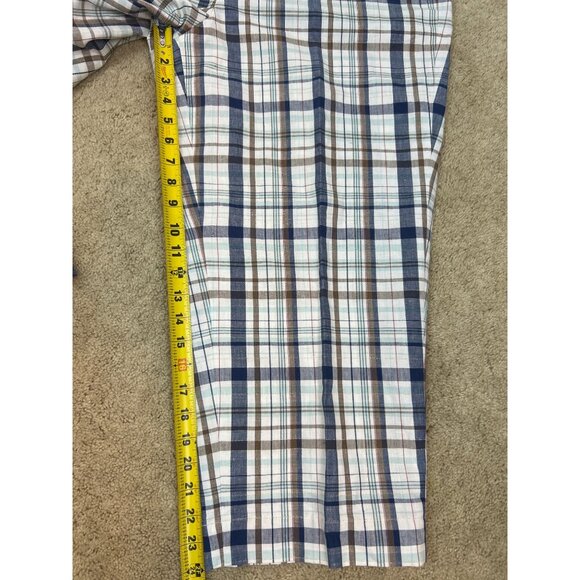 Talbots Cropped Ankle Pants Women's Plaid Metallic Linen Cotton Size 18 - Picture 11 of 13